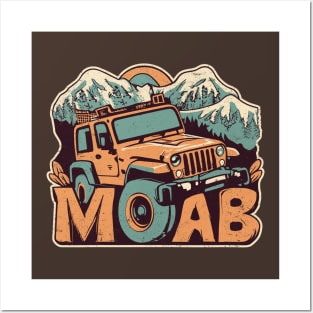 Moab Utah - Offroad Adventure - Vintage Jeep Rock Crawler Posters and Art